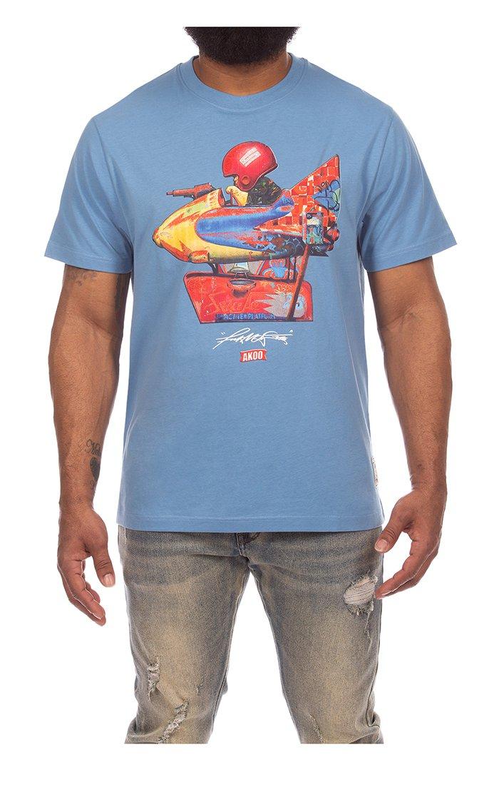 AKOO Men's No Limit Short Sleeve Knit Tee - Light Blue - LIGHT BLUE